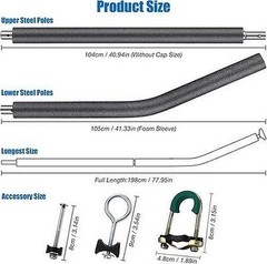 TOBWOLF 2 Sets Trampoline Replacement Poles Universal 8-16FT 1.65″ #R035