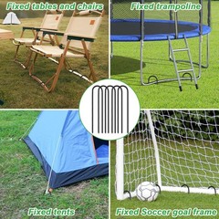 Heavy Duty U Shaped Trampoline Stakes 16 Pack 12 Inch Galvanized Steel