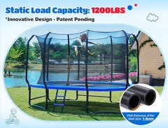 ORCC Oval Outdoor Trampoline with Safety Net Gymnastics Trampoline for Kids