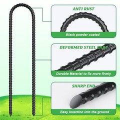 12 Pack Trampolines Wind Stakes, 12 Inch,Heavy Duty U Shaped Rebar Tent Stakes