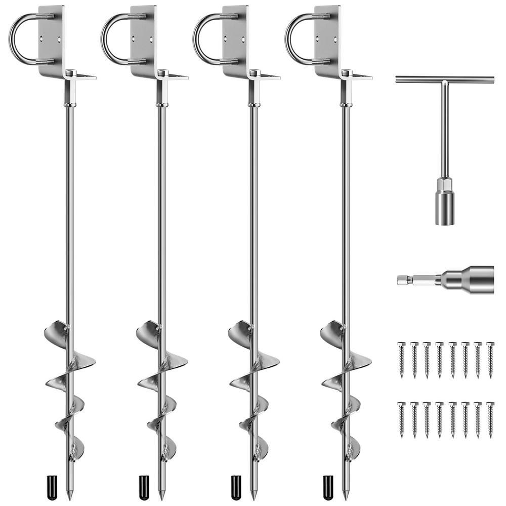 Phopich 28in MultiPurpose Ground Anchors Screw in, 4Pack Fully Welded Heavy D…