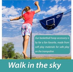 Trampoline Accessory Kit with Basketball Game, 4 Windstakes & Wide Step Ladder