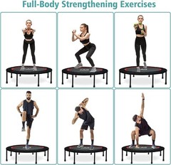 Foldable Mini Trampoline – 40″/48″ Fitness Rebounder with Adjustable Handle &…