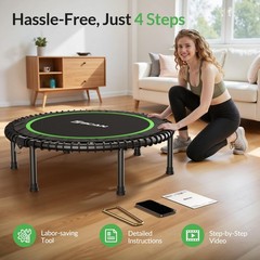 40″ Adult Fitness Trampoline with Durable Bungees, Stable & Quiet Exercise Re…