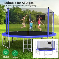 Upgraded 14FT Trampoline for Kids and Adults with Basketball Hoop and Light