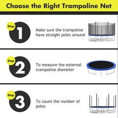 14FT/12FTTrampoline Safety Net Replacement Protection Enclosure Net w/Zipper