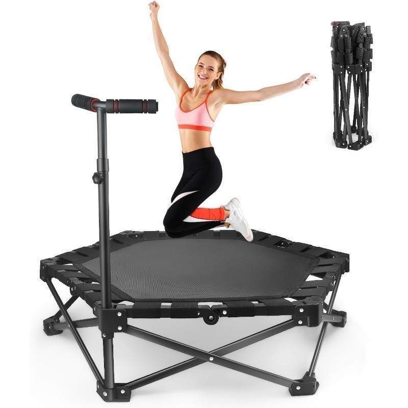 Foldable Mini Trampoline — One-Step Fold & Open 42″ Rebounder Trampoline Adults