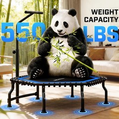 Trampoline 50” Rebounder Trampoline Adult W/ Bar Indoor Outdoor Mini Trampoline