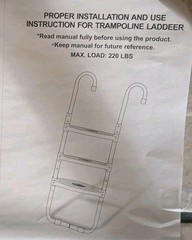 HBTower 3-Step Trampoline Ladder Black Durable Powder Coated New Open Box