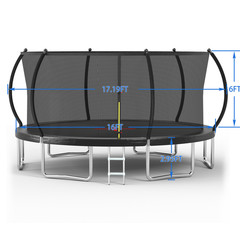 YC 16FT Pumpkin Durable Backyard Trampoline Children Enclosure Safety Outdoor