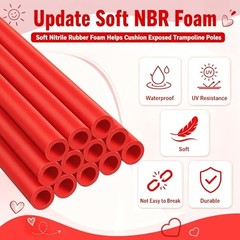 12 Pack Red Trampoline Pole Sleeve Covers 35.4 x 1.26 inches, Upgraded NBR