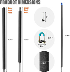 1PCS Trampoline Pole Replacement, Trampoline Enclosure Pole Fits 8-16FT Straight