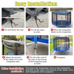 Trampoline Cover,Trampoline Shade Cover for 8ft-14ft Straight Pole Round Tram…