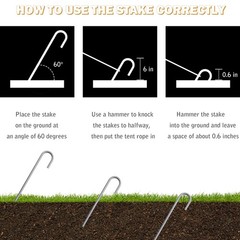 J Hook Rebar Stakes 12 Inch (12 Pack) – Rebar Ground Anchors – Heavy Duty Pro…