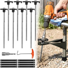 Trampoline Stakes 10 Inches 8mm Galvanized Steel Anchors – Heavy Duty
