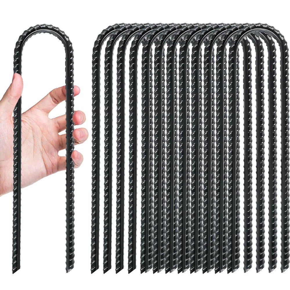 12 Pack Trampolines Wind Stakes, 12 Inch,Heavy Duty U Shaped Rebar Tent Stakes