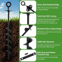 Ground Anchors Screw in – Heavy Duty Trampoline Anchors/Stakes for High Wind,…