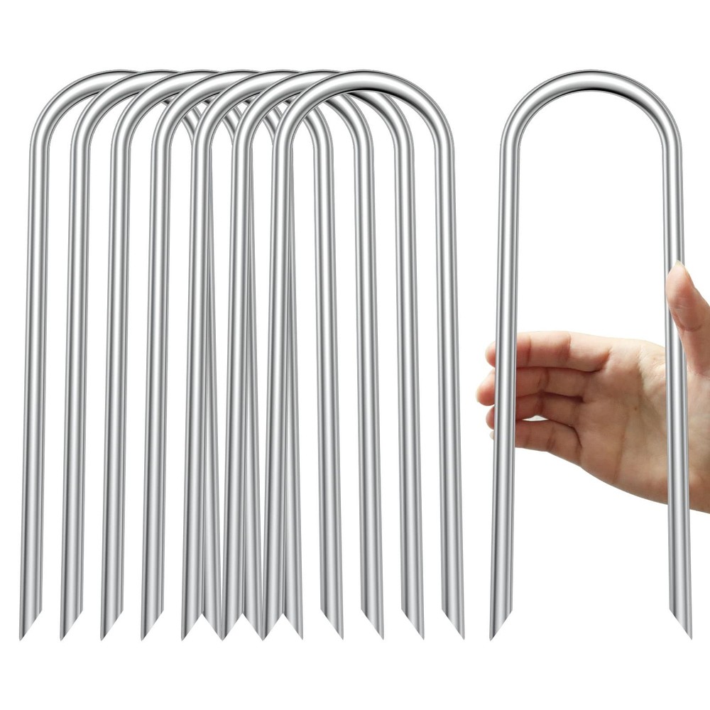 Trampoline Stakes U Shaped Anchors Heavy Duty Metal – 12″ Long Trampolines Gr…