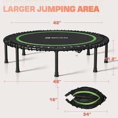 550LBS Foldable Mini Trampoline,48″ Fitness Trampoline with Durable Bungees