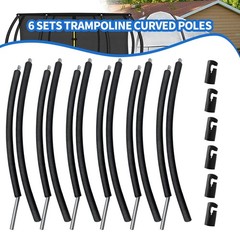 6 Pcs Trampoline Curved Poles with Plastic Tube Cap, Foam Tubes Padding, Moun…
