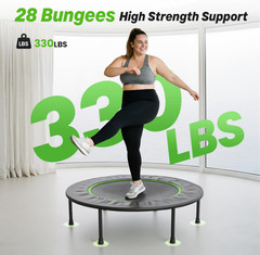 Mini Trampolín Fitness Plegable 40″ con Cuerdas Elásticas, Soporta 330 lb, Nuevo