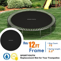 Round Trampoline Jumping Mat Replacement Fits 12ft Frame 72 Rings w/ 5.5″ Spring