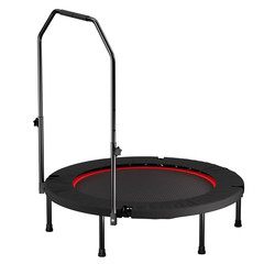 40″ Foldable Fitness Trampoline with Adjustable Handle, 6 Legs, Black