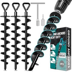 Ground Anchors Screw in , Heavy Duty Ground Trampoline Stakes High Wind Tent