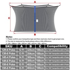 Trampoline Safety Net Replacement Protection Enclosure Net for 4/6/8 Poles