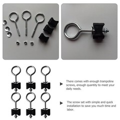 6Pcs Sturdy Reusable Trampoline Fixation Screws Steel Outdoor Use Black