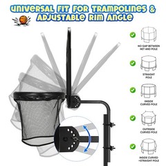 Adjustable Metal Trampoline Basketball Hoop with Mini Ball & Pump – Fits All Pol