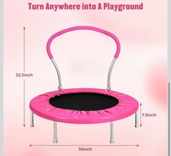 Lyromix 36” Kids Trampoline Mini Toddler Rebounder w/ Handle Indoor Outdoor Gift