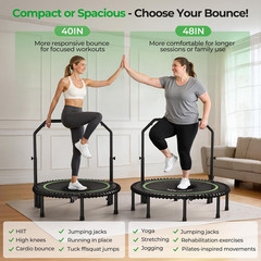 BT2 450/550LBS Mini Rebounder Trampoline for Adults with Bar, Fitness Trampoline