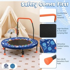 36” Toddler Trampoline W/ Lights Folding Springless Small Kids Rebounder