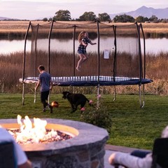 Skywalker 13′ Square Trampoline With Lighted Spring Pad Navy