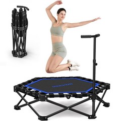 Foldable Mini Trampoline, 42” Rebounder Trampoline with Adjustable Foam Handle