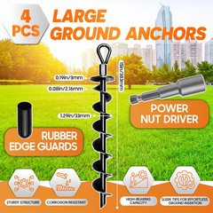 [Premium] 4 Pack Ground Anchors with Power Nut Driver Drill Bit, Ground Anchors