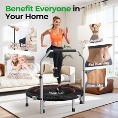 40/48″ Foldable Mini Trampoline Max Load 330lbs/440lbs, Fitness Rebounder with A