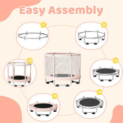 55 Inch Kids Trampoline with Safety Frame and Foam Padding Indoor Outdoor