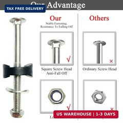 12 PCS Long Trampoline Screws 3.15 Inch, Anti-Loose Trampoline Bolts and Nuts, T