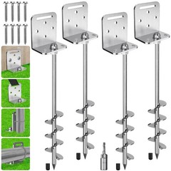 4 Pack 24″ Ground Anchors Screw in Shed 4 24 Inch Silver Earth
