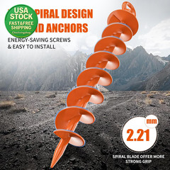 Ground Anchor Screw in Heavy Duty Spiral Trampoline Anchors 4 Pack Orange 15In