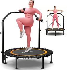 Portable Foldable Design Trampoline Max 550LBS w/4-Level Adjustable Foam Handle~