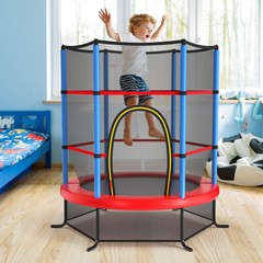 55″ Trampoline Kids Toddler Trampoline w/ All-round Safety Enclosure Net Blue
