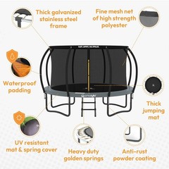 Round Trampoline with Enclosure 8ft 10ft 12ft 14ft 15ft 16ft Outdoor Jump Set