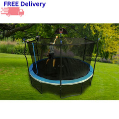 Sportspower Bounce Pro 14ft Trampoline with Enclosure Safety Net Basketball Hoop