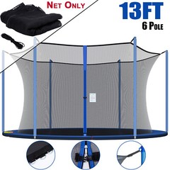 13FT 6 Poles Trampoline Safety Net Replacement Protection Enclosure Net Netting