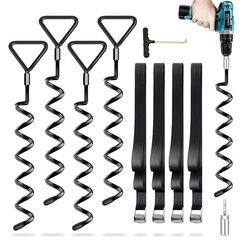 Ground Anchor Trampoline 4 Pack | Heavy Duty Screw In Ground Anchor for Trampo…