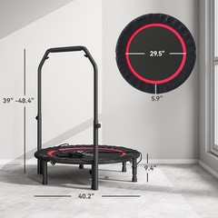 Adjustable Indoor Rebounder Trampoline W/ Resistance Bands Foldable Mini Fitness