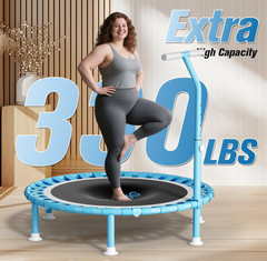 Mini Trampolín Fitness 40″ Plegable con Barra Ajustable, Soporta 330 lb